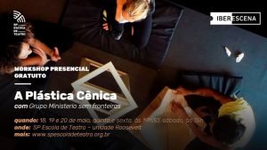 Cartaz de divulgação do workshop "A Plástica Cênica"