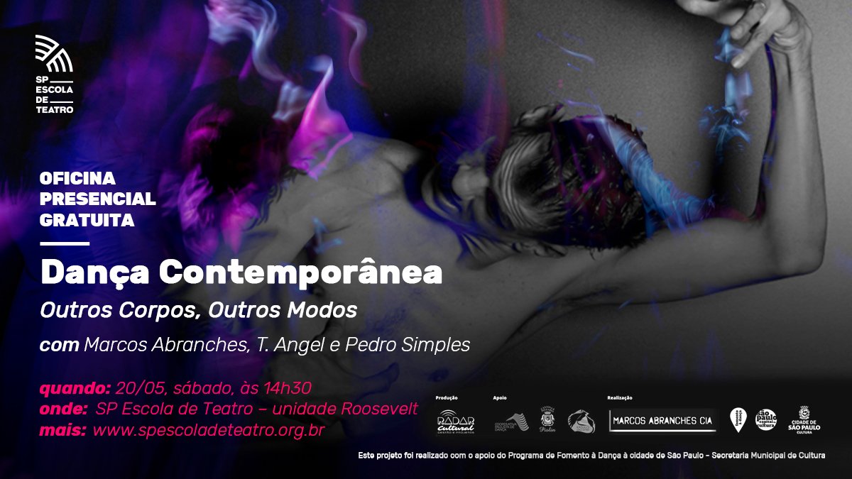 Cartaz de divulgação da oficina "Dança Contemporâneo - Outros Corpos, Outros Modos"