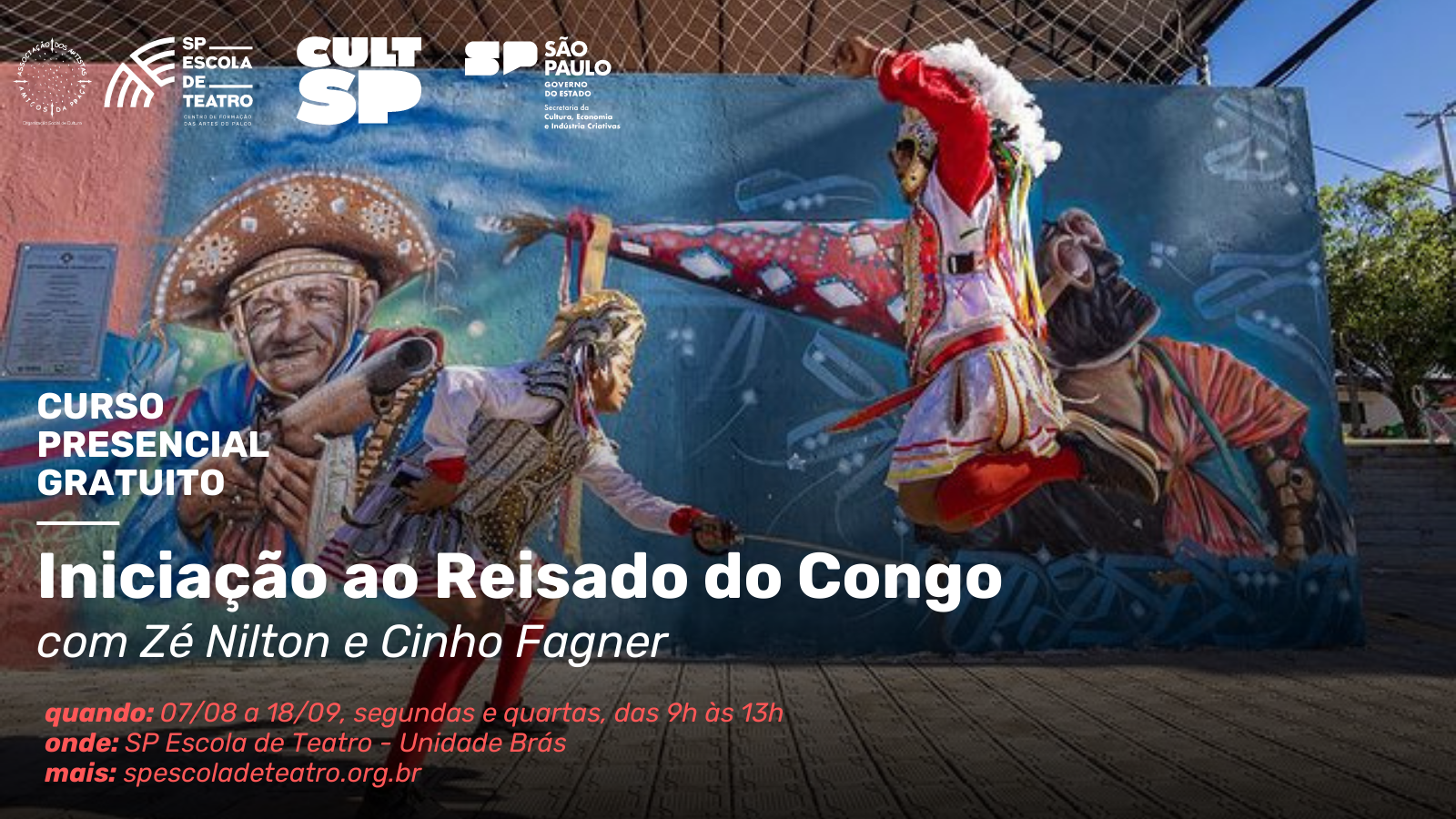 Cartaz de divulgação do curso "Iniciação ao Reisado do Congo"