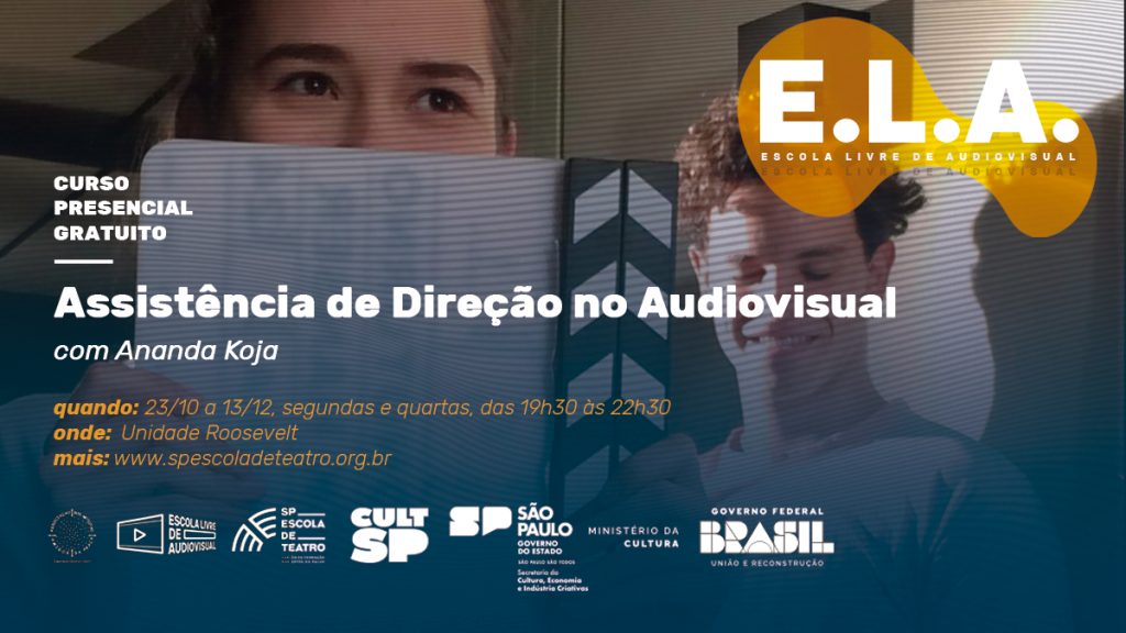 Curso gratuito e presencial | Assistência de Direção no Audiovisual abre inscirções na SP Escola de Teatro