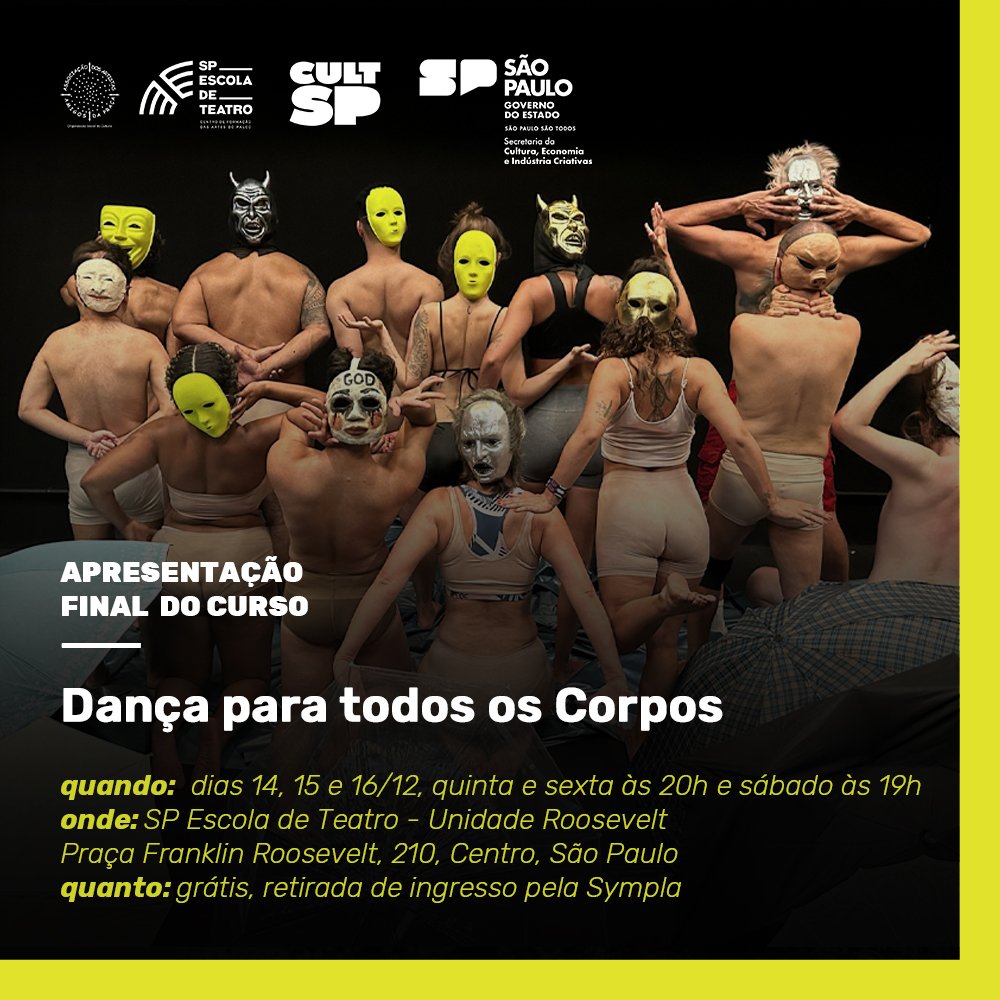 Apresentação final do curso "Dança Para Todos os Corpos": de 14 a 16/12.