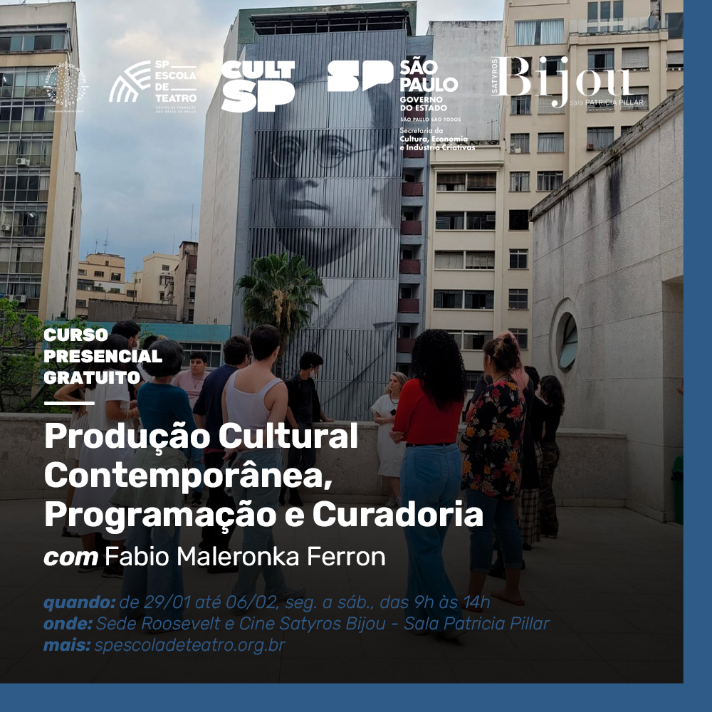 Cartaz de divulgação "Produção Cultural Contemporânea, Programação e Curadoria". 