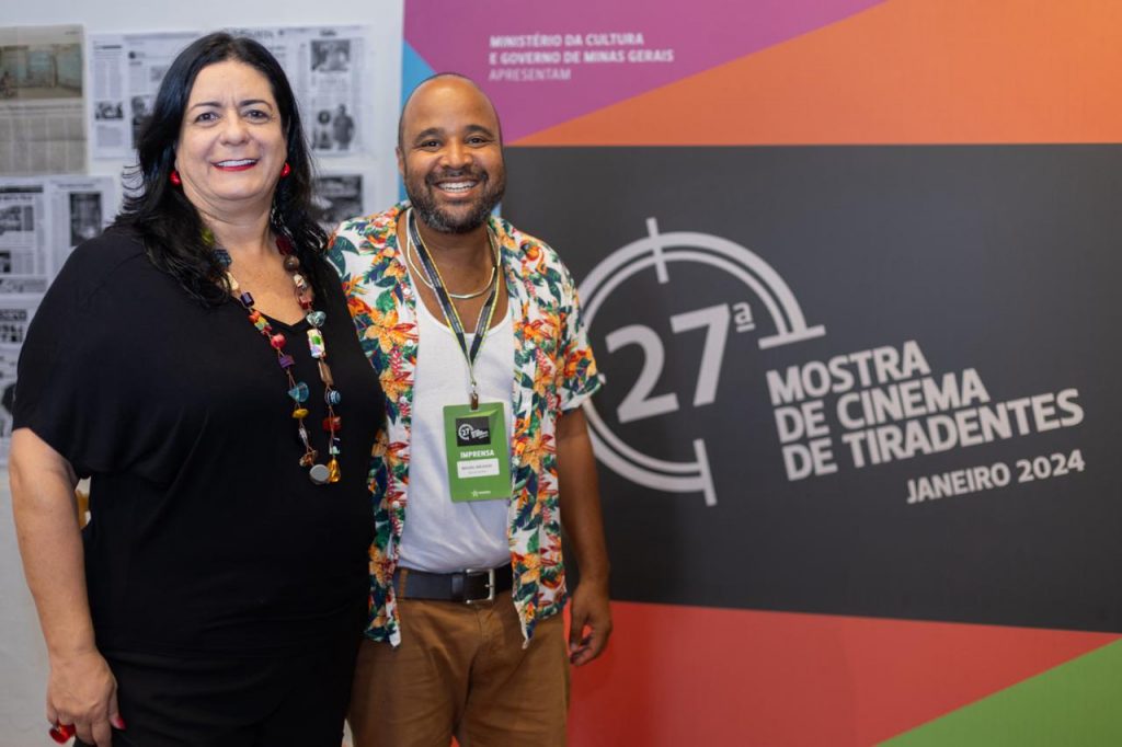 Raquel Hallak e Miguel Arcanjo Prado na 27ª Mostra de Cinema de Tiradentes, em 2024.