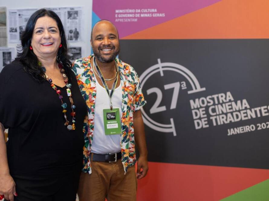 Raquel Hallak e Miguel Arcanjo Prado na 27ª Mostra de Cinema de Tiradentes, em 2024.