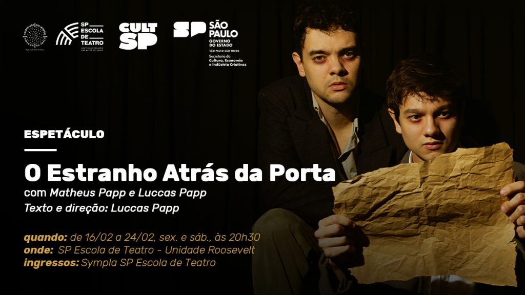 Peça "O Estranho Atrás da Porta": residência artística na SP Escola de Teatro.