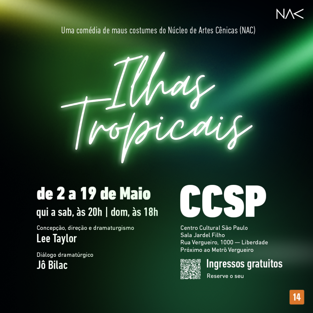Flyer da peça "Ilhas Tropicais"
