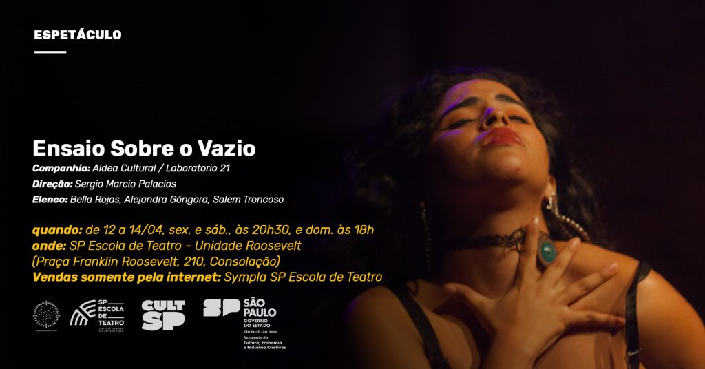 Espetáculo "Ensaio Sobre o Vazio" estreia na SP Escola de Teatro, na unidade Roosevelt. 