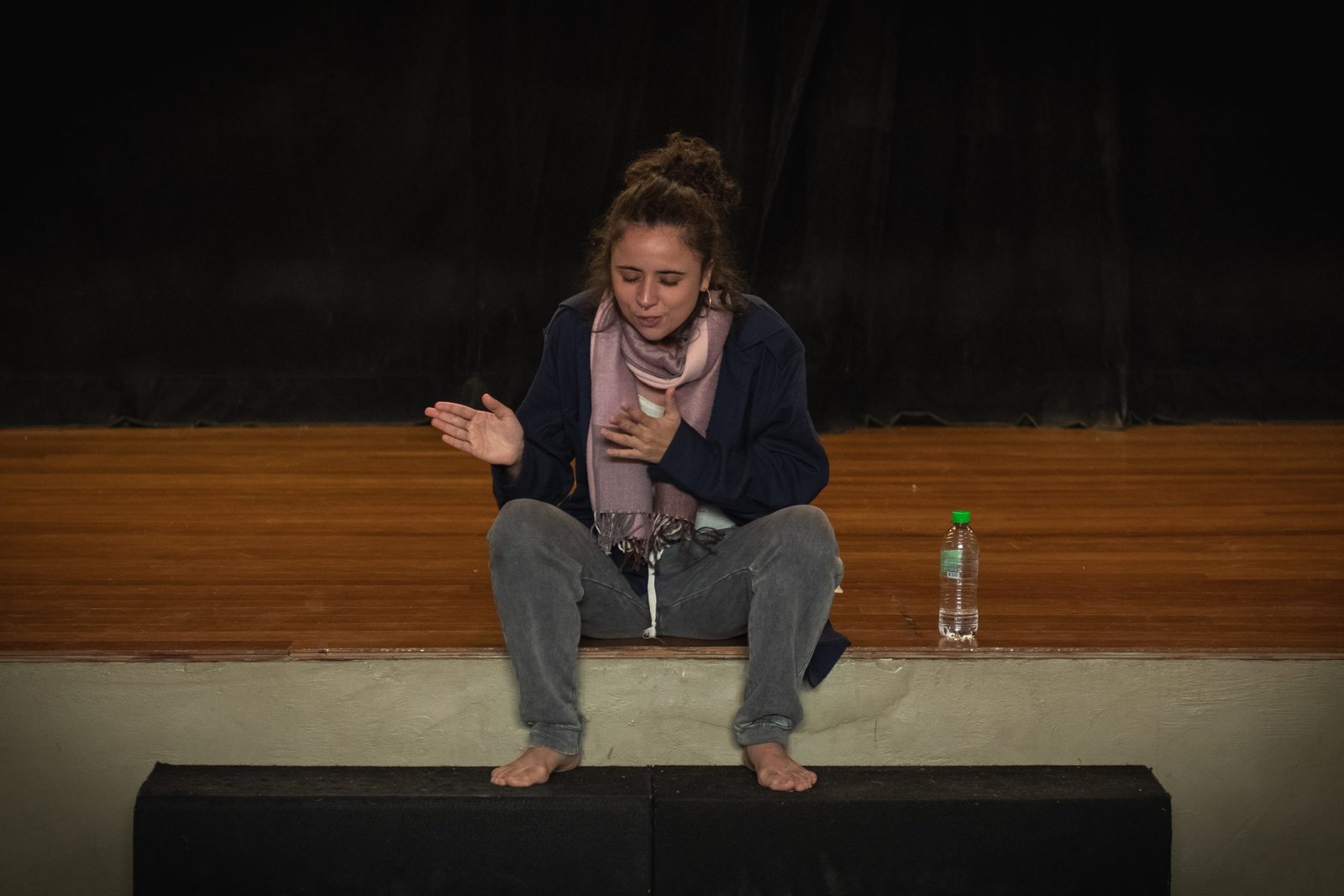 Apresentações finais dos estudantes do curso de extensão "Consciência Corporal Através do Movimento", ministrado por Zuba Janaina, na unidade Brás da SP Escola de Teatro. (29/4/2024). | Foto: Rodrigo Reis