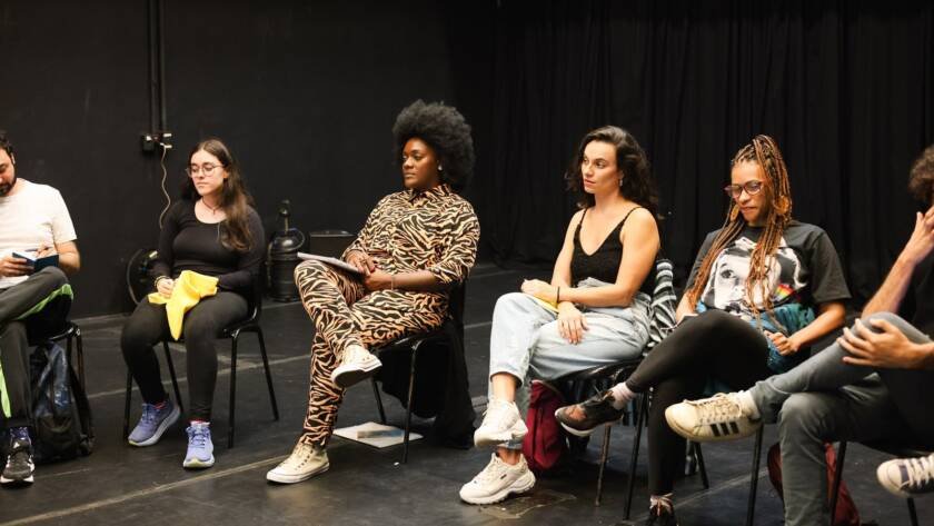 Curso “A composição do personagem a partir da palavra” com Gerson Steves, na sede Roosevelt da SP Escola de Teatro. (15/04/2025) | Foto: Clara Silva.