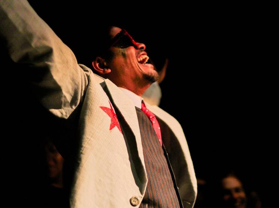 Experimento II do grupo N1 Verde, do primeiro semestre de 2025, na SP Escola de Teatro. | Foto: Clara Silva.