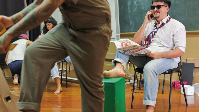 Atividade final do curso “Laboratório de Teatro Documentário” com Luiz Campos, na sede Brás da SP Escola de Teatro. (20/08/2025) | Foto: Clara Silva.