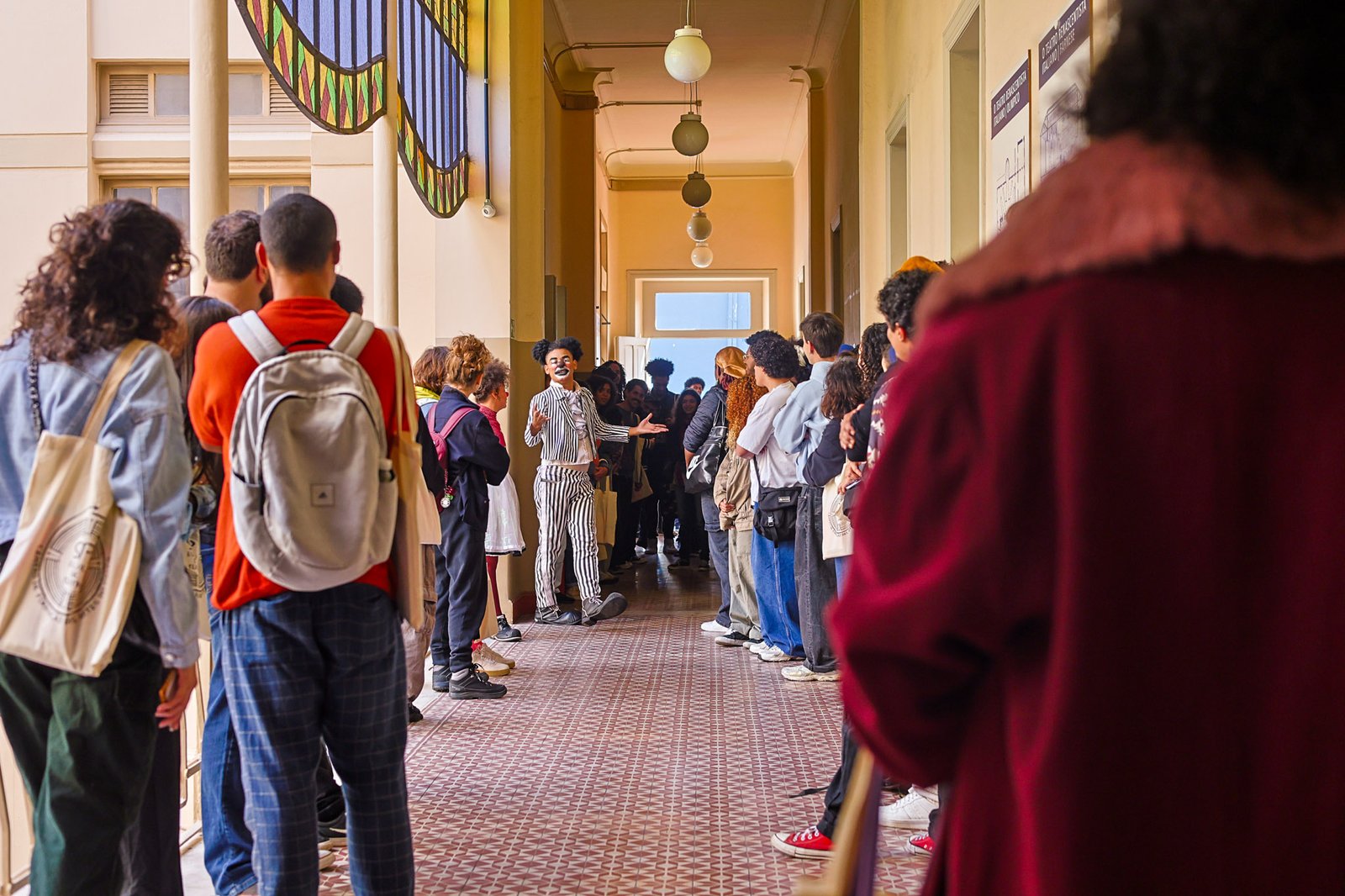 Recepção dos estudantes do 2° semestre de 2025, na sede Brás da SP Escola de Teatro. (02/08/2025). | Foto: Clara Silva.