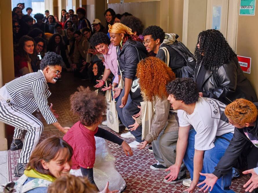 Recepção dos estudantes do 2° semestre de 2025, na sede Brás da SP Escola de Teatro. (02/08/2025). | Foto: Clara Silva.