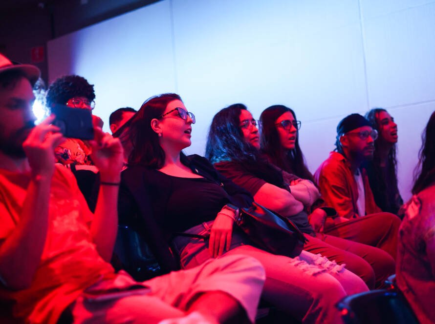 Plateia no Experimento III do segundo semestre de 2025, na SP Escola de Teatro. | Foto: Clara Silva.