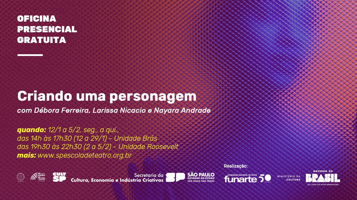 Curso Presencial e Gratuito | Criando uma personagem