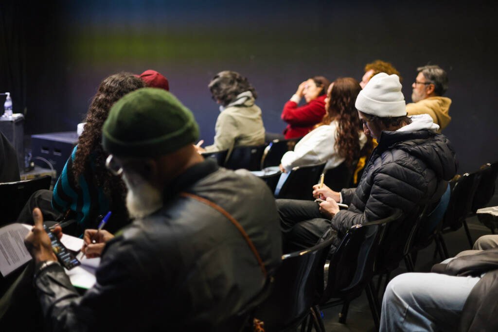 Palestra gratuita “Empreendedorismo Cultural”, ministrada por Marcelo Ferraz, na sede Roosevelt da SP Escola de Teatro. (21/05/2026) | Foto: Clara Silva.