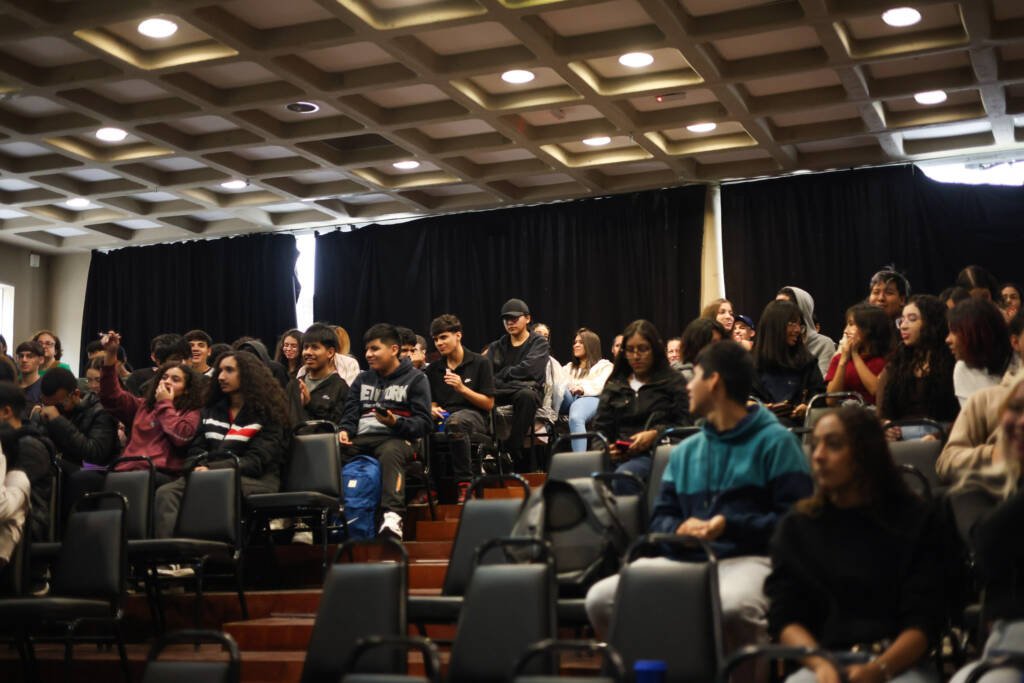 Palestra Programa Oportunidades para estudantes da Escola Estadual Padre Anchieta. (29/05/2026) | Foto: Clara Silva.