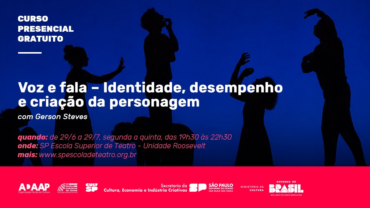 Curso Presencial e Gratuito | Voz e fala – Identidade, desempenho e criação da personagem
