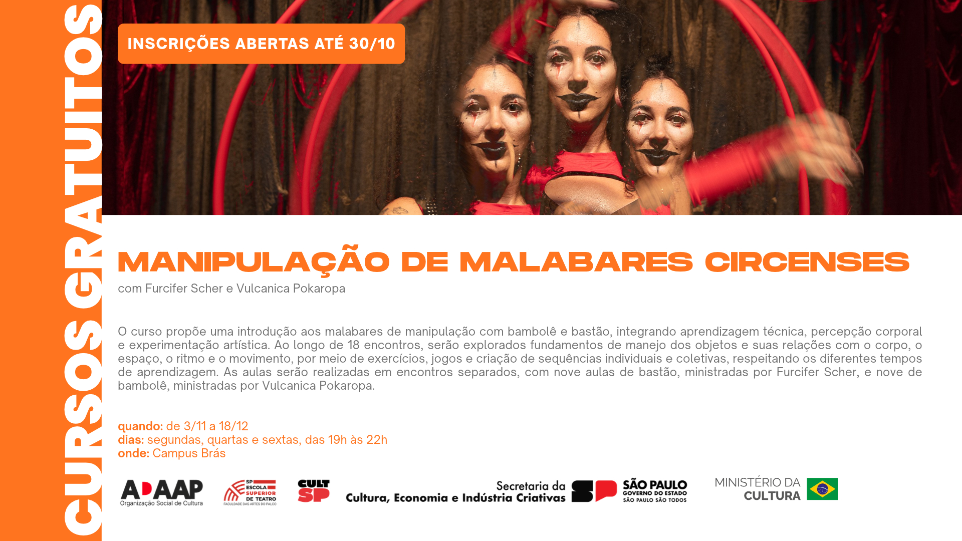 Curso Presencial e Gratuito | Manipulação de malabares circenses